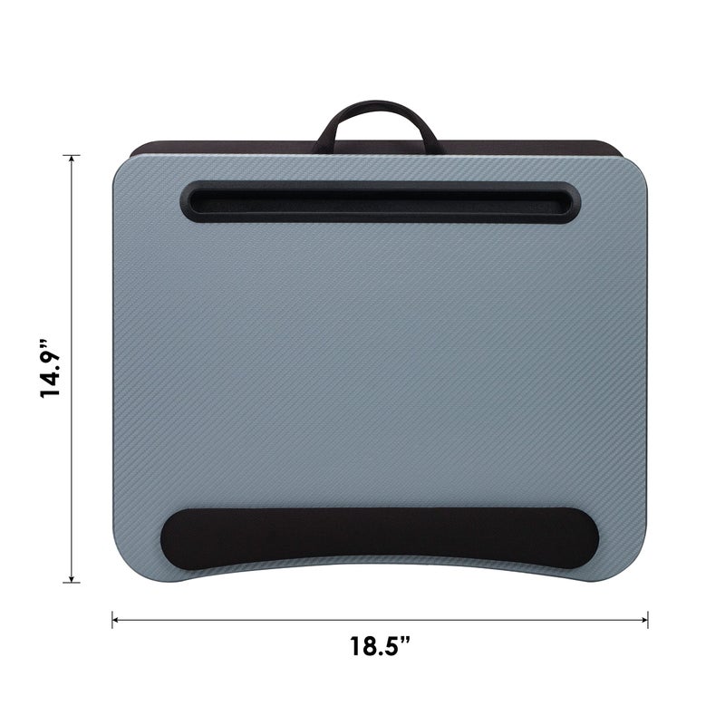 LAPGEAR Memory Foam Lap Desk with Wrist Rest and Media Slot - Large - Silver Carbon - Fits up to 17.3 Inch Laptops and Most Tablets - Style No. 91365 - Image 5